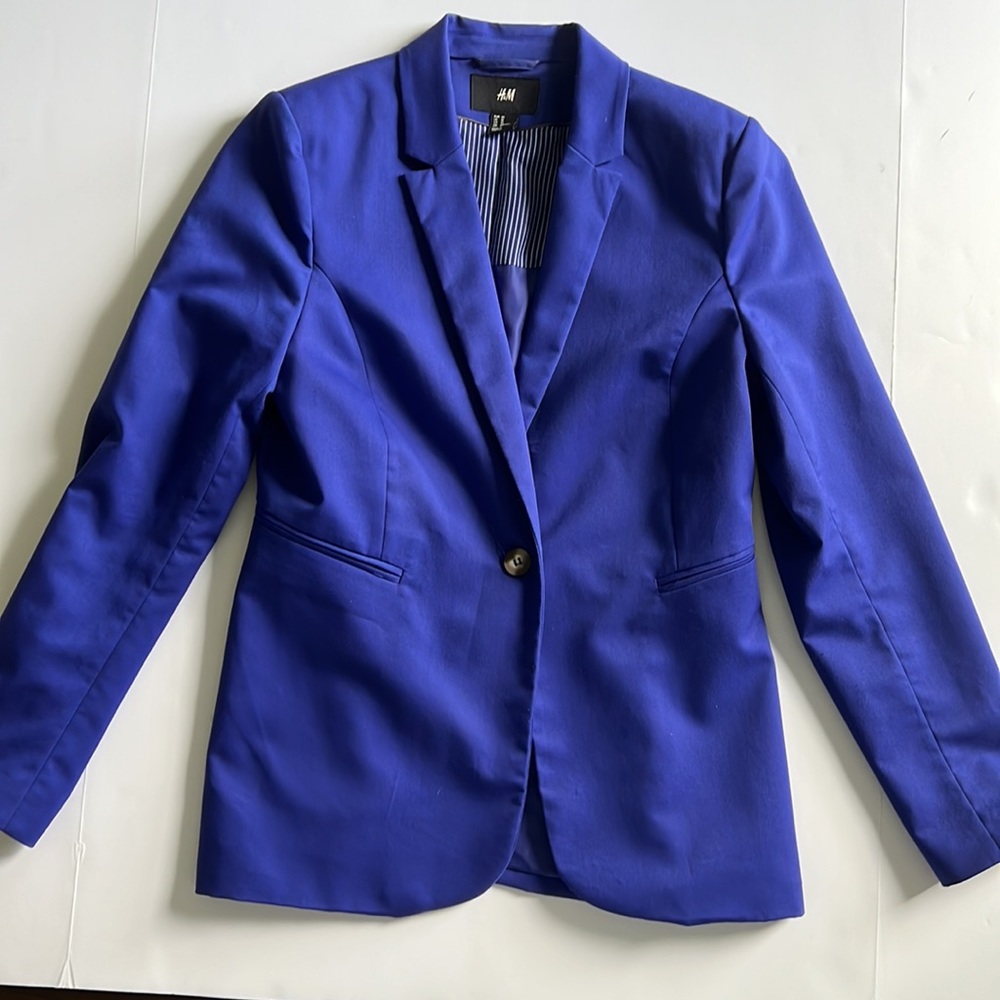 H&M Bright Blue Blazer, Suit Jacket, Lined, Size10